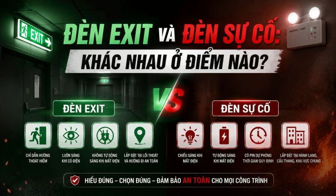đèn exit và đèn sự cố