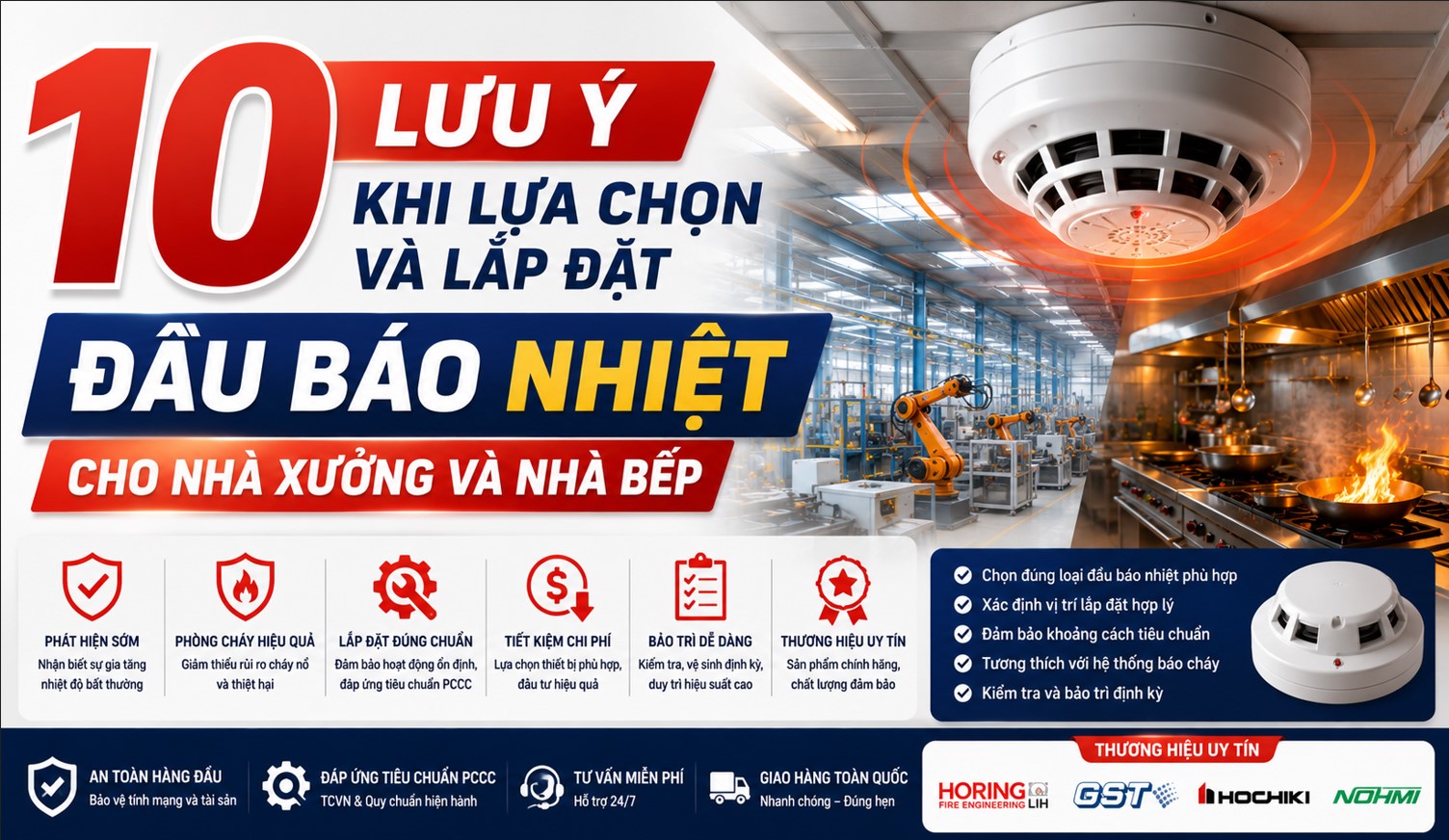 lưu ý khi lựa chọn và lắp đặt đầu báo nhiệt